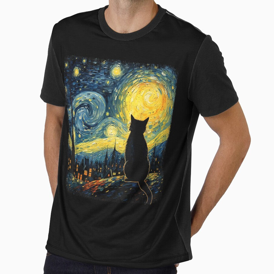 Cat Starry Night Van Gogh Cat For Cat Lover Cat Mom Cat Dad by Phoemps