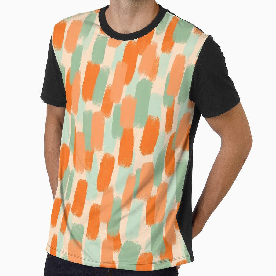 Abstract, Orange with Green, Paint Brush Effect by OneThreeSix
