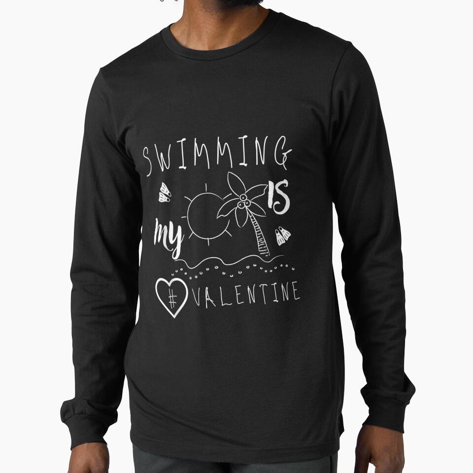 Swimming Is My Valentine Funny Heart Swimming Valentines Day by amyadt77