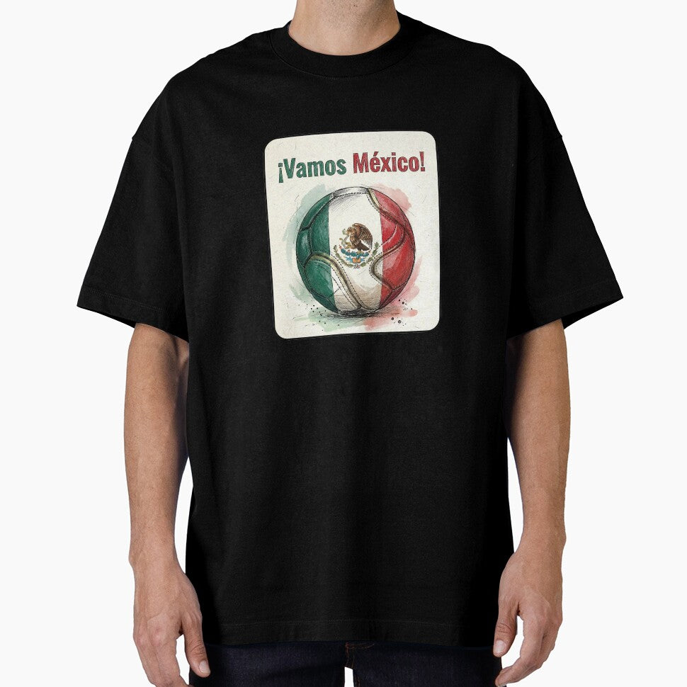 Vamos Mexico Soccer Ball Flag | Mexican Football Fan Graphic Tee by PryntedLabs