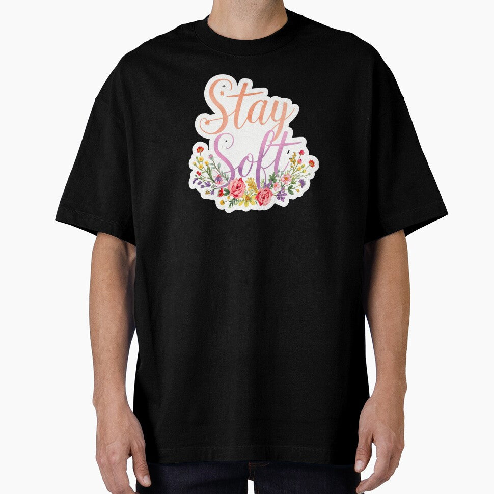 Stay Soft Floral Aesthetic Typography, Pastel Flower Sticker, Cute Self Love Quote by DreamelleStudio