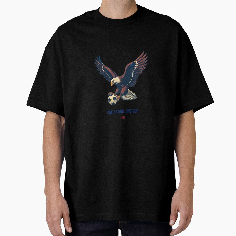USA World Cup 2026 Bald Eagle Soccer T-Shirt One Nation One Cup by FanNationTees