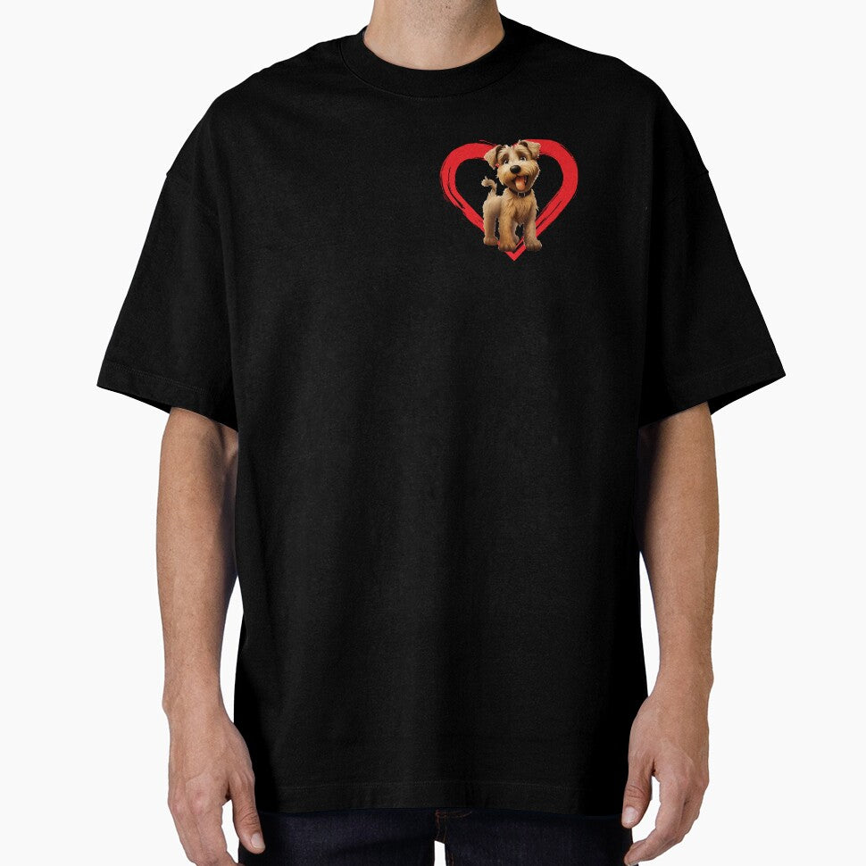 Soft Wheaten Terrier Cartoon in Love Heart swoosh by For Dog Sake!®