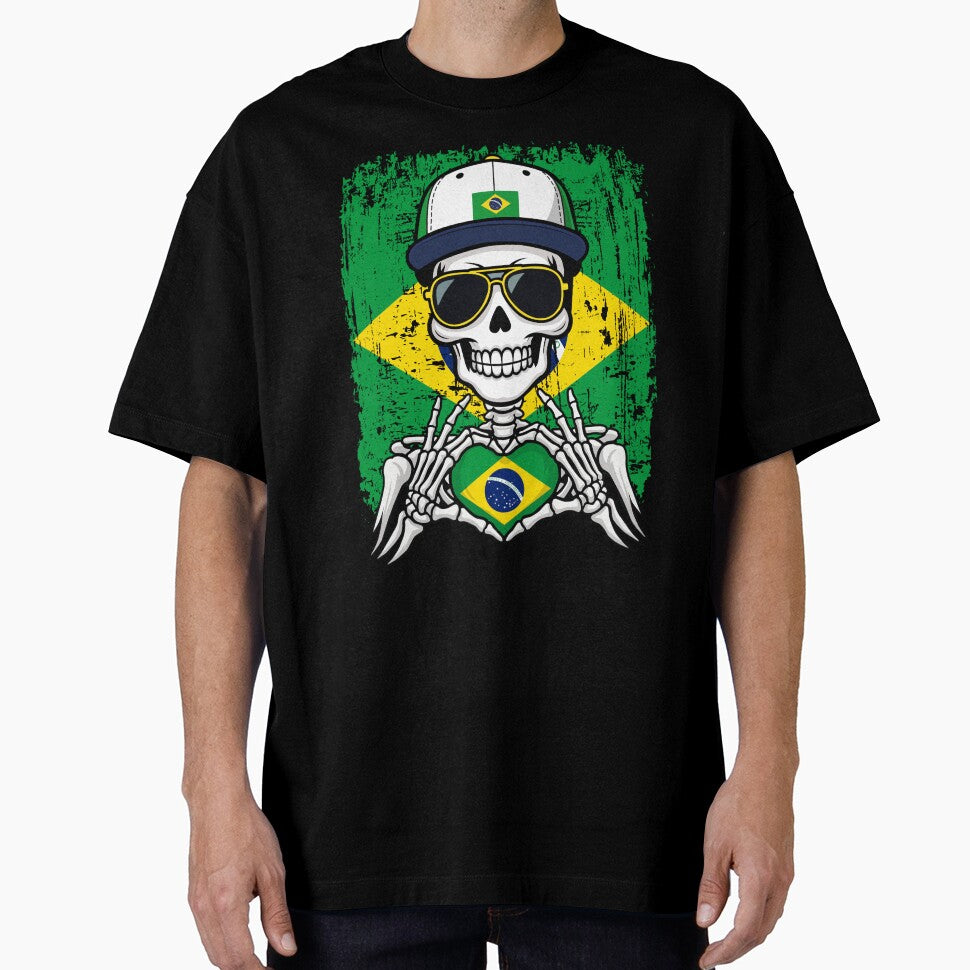 Brazil Football Skeleton - Brazilian Pride & Soccer Art Tee by Colorful Designs