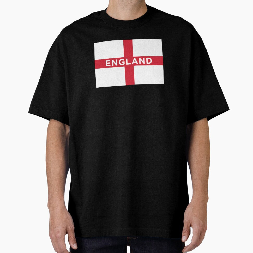 England Flag With Text (On Red) by STUDIO-72