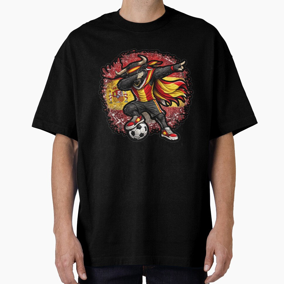 Dabbing Highland Cow Soccer Vintage Spain Flag by QuiteOrbit
