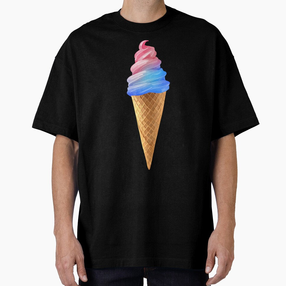 Pink Blue Cotton Candy Ice Cream Cone by Deborah Camp