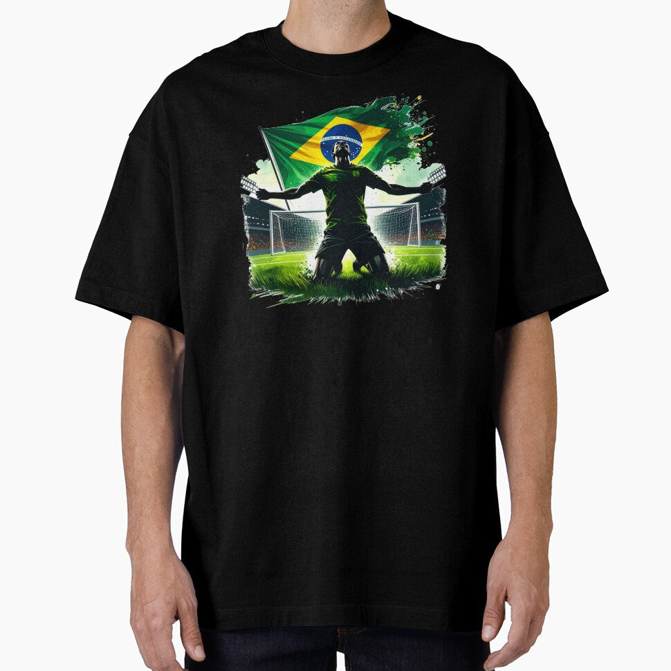 Brazil Soccer Player Goal Celebration — Brazilian Flag Football Fan by icemanphotos