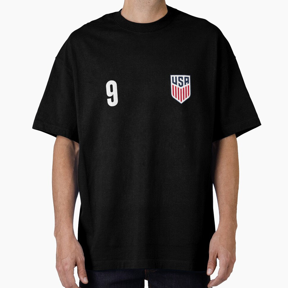 Vintage USA Soccer Number 9 Patriotic Sports Jersey Fan Graphic Tee by StanaLuis