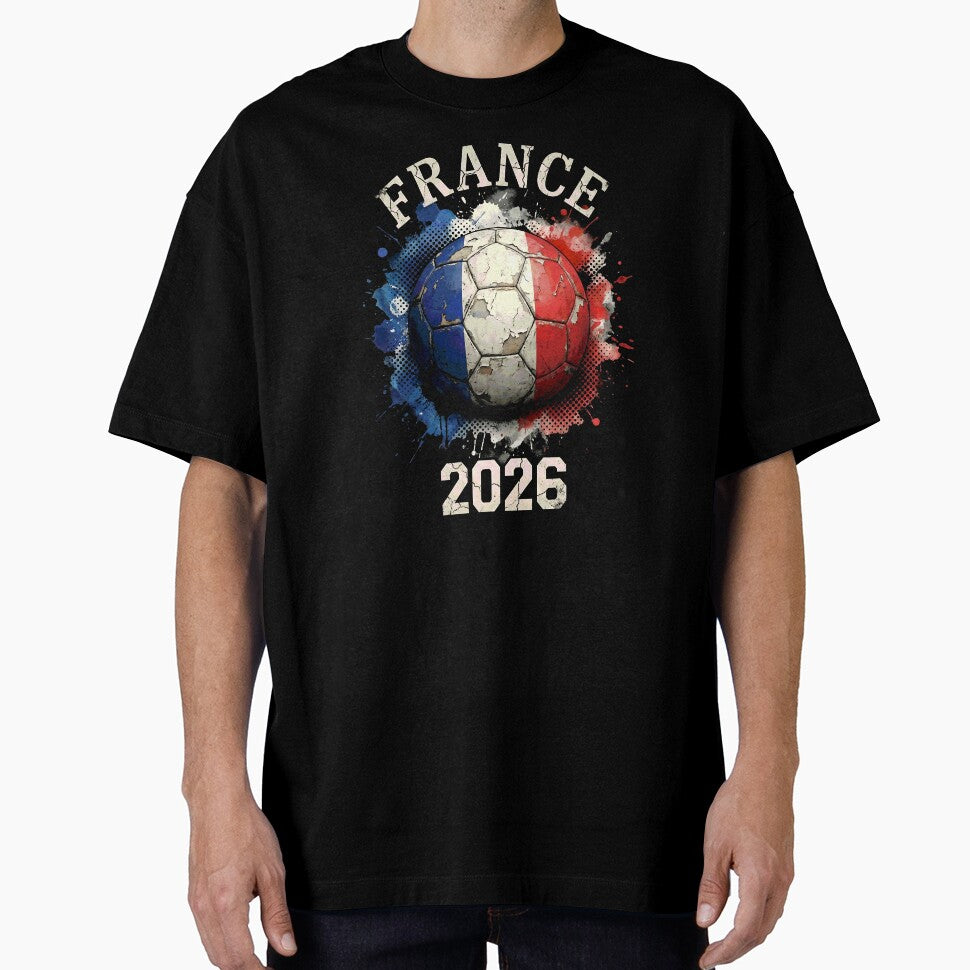 France 2026 Football Art | Vintage Tricolor Soccer Ball Splash Design by Imaginationbeyond