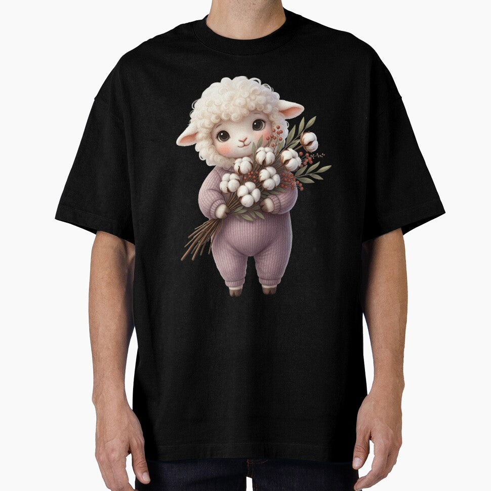 Cute Lamb with Cotton Flowers by Teeny Quities