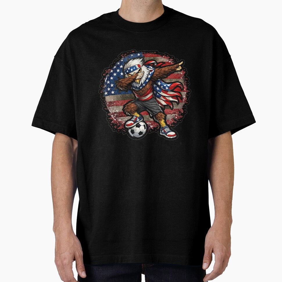 Dabbing Eagle Soccer Vintage American Flag by QuiteOrbit