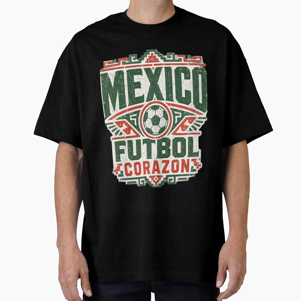 Mexico Futbol Corazon Vintage Soccer Fan T-Shirt by ArthUpscale