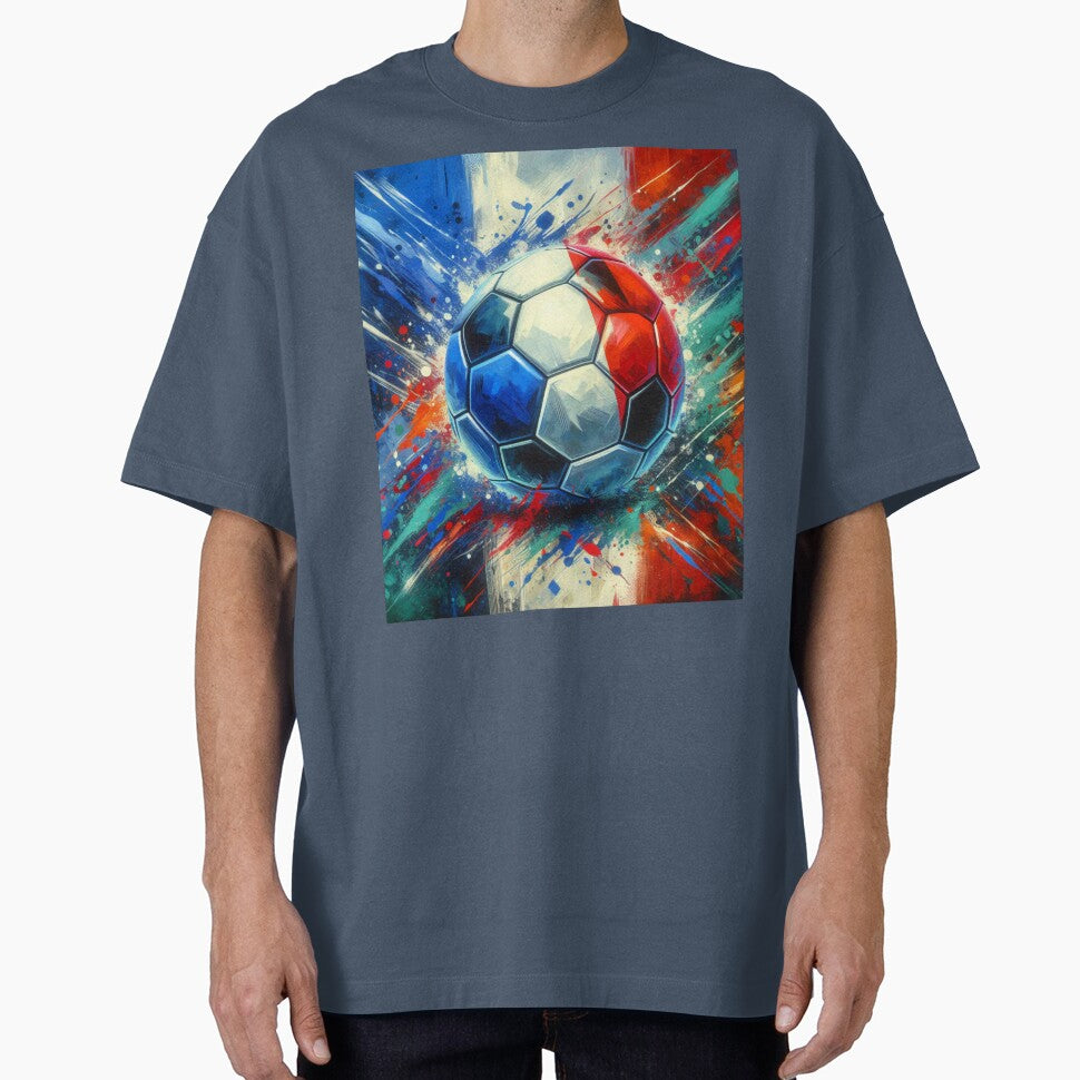 France Soccer Ball Art Dynamic Football Painting in French Flag Colors by ssmg80