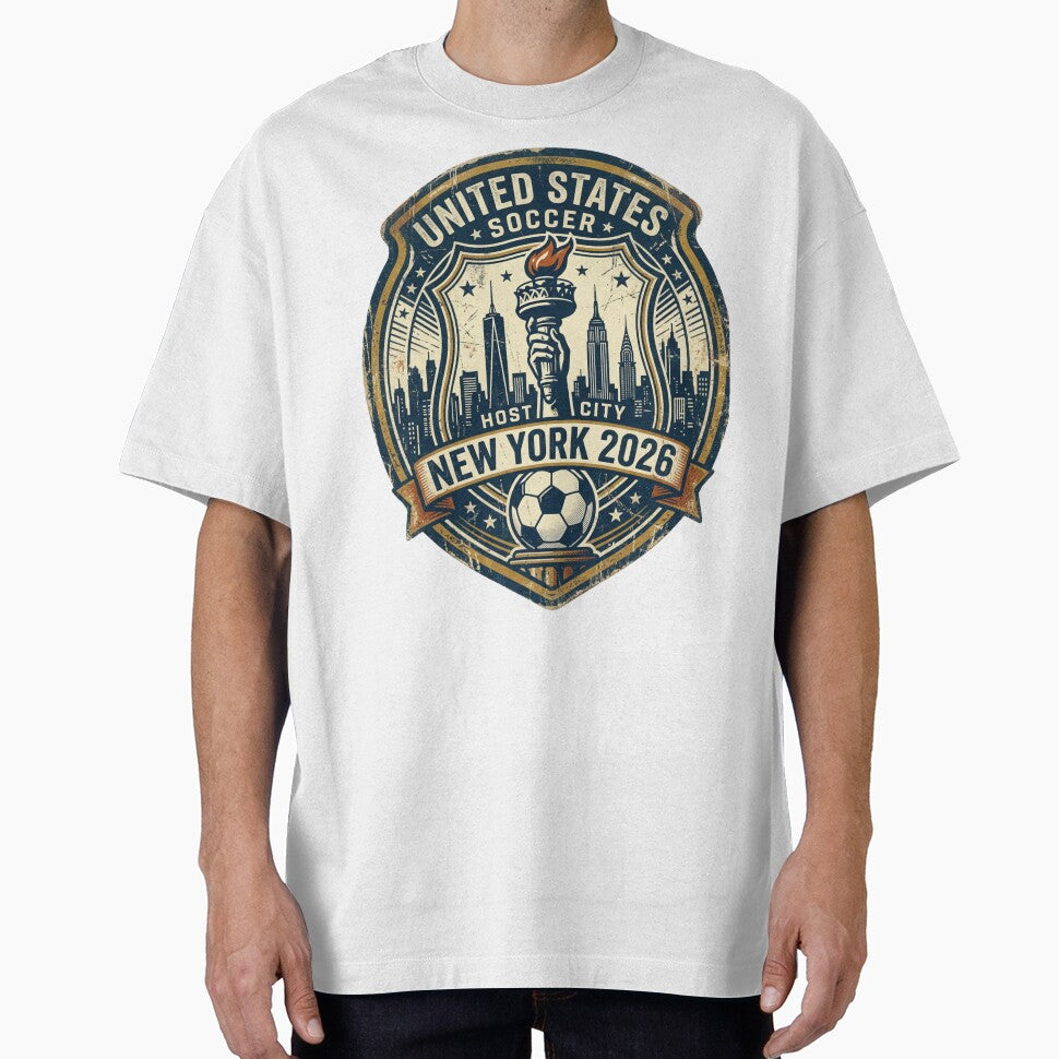 New York 2026 World Cup Host City Vintage Football Badge — Statue of Liberty Soccer Crest by BrickByDream