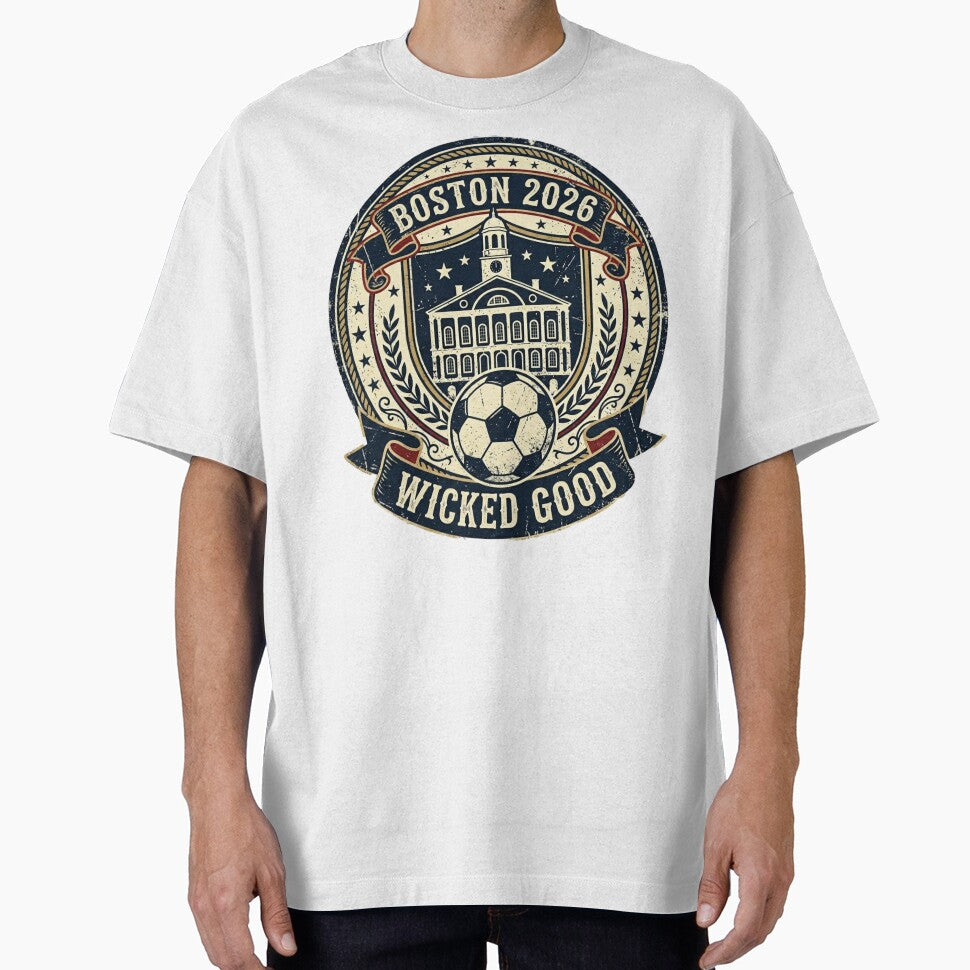 Boston 2026 World Cup Host City Vintage Football Badge — Wicked Good Soccer Crest by BrickByDream