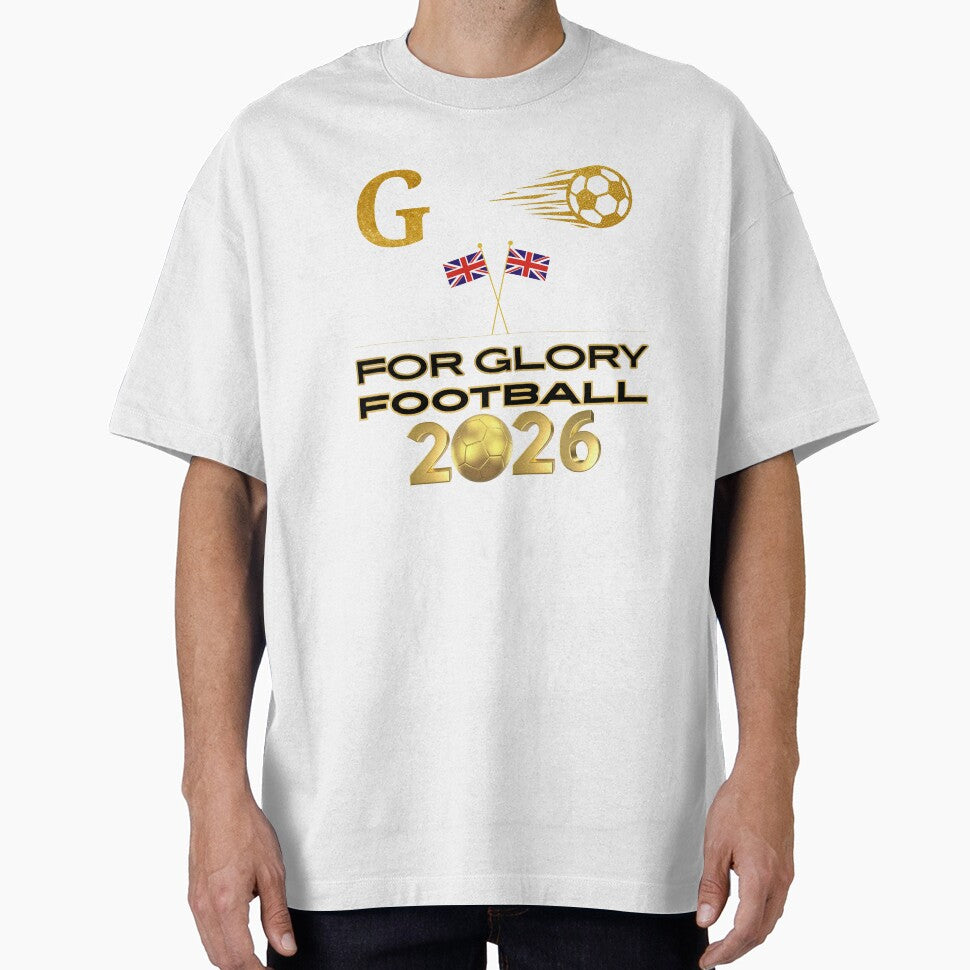 For Glory Football 2026 United Kingdom Soccer Fan Gold Ball UK Flag Football Supporter black t shirt by Art IN Pack