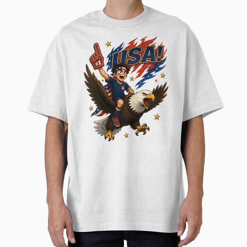 USA Bald Eagle Football Fan T-Shirt by Drofted