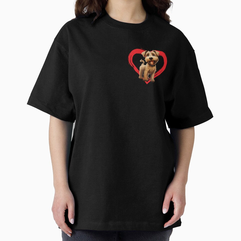 Soft Wheaten Terrier Cartoon in Love Heart swoosh by For Dog Sake!®