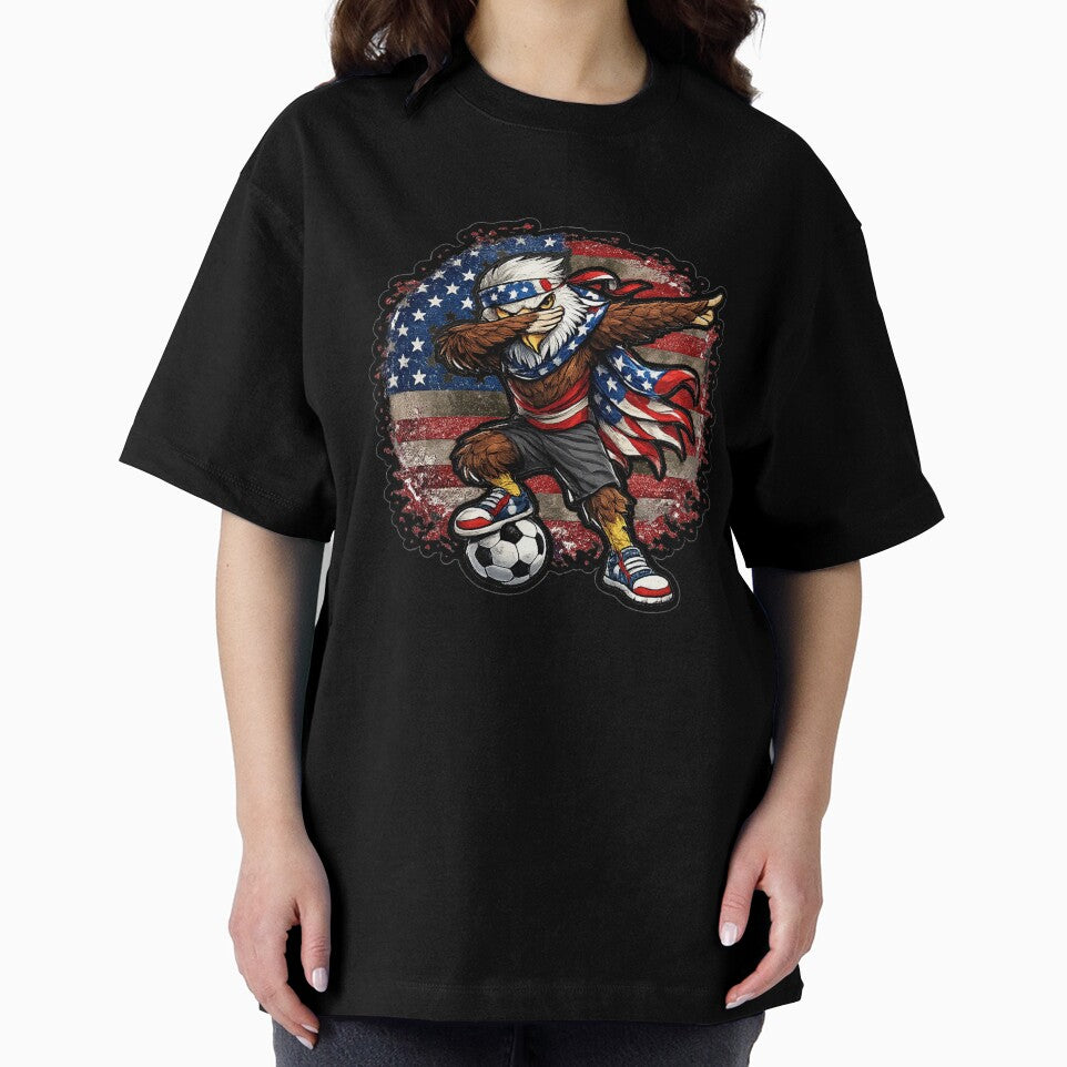 Dabbing Eagle Soccer Vintage American Flag by QuiteOrbit