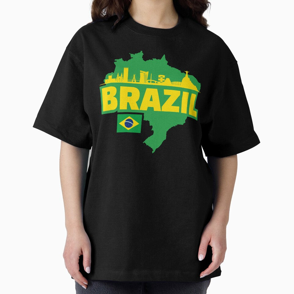 Brazil Map, Flag, and Skyline by UNK-Fatigues