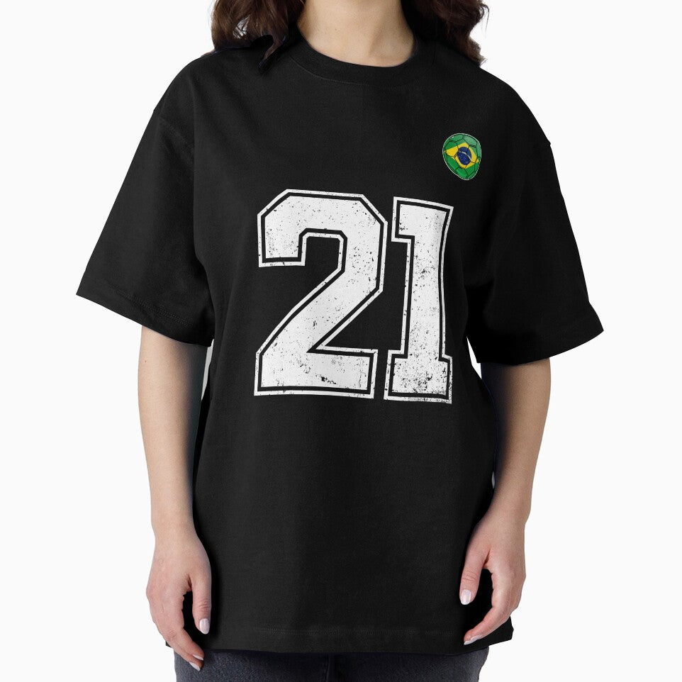 Number 21 Brazil Futbol Football Brazilian soccer Flag Jersey by RoyesButler