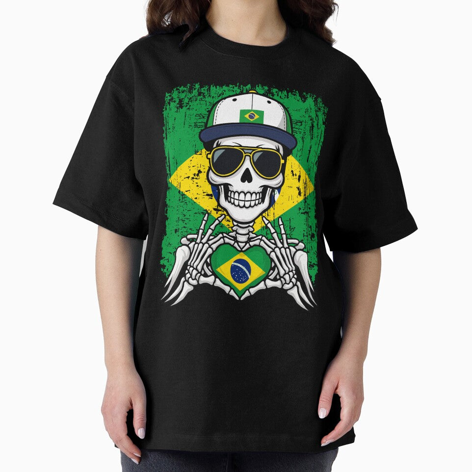 Brazil Football Skeleton - Brazilian Pride & Soccer Art Tee by Colorful Designs