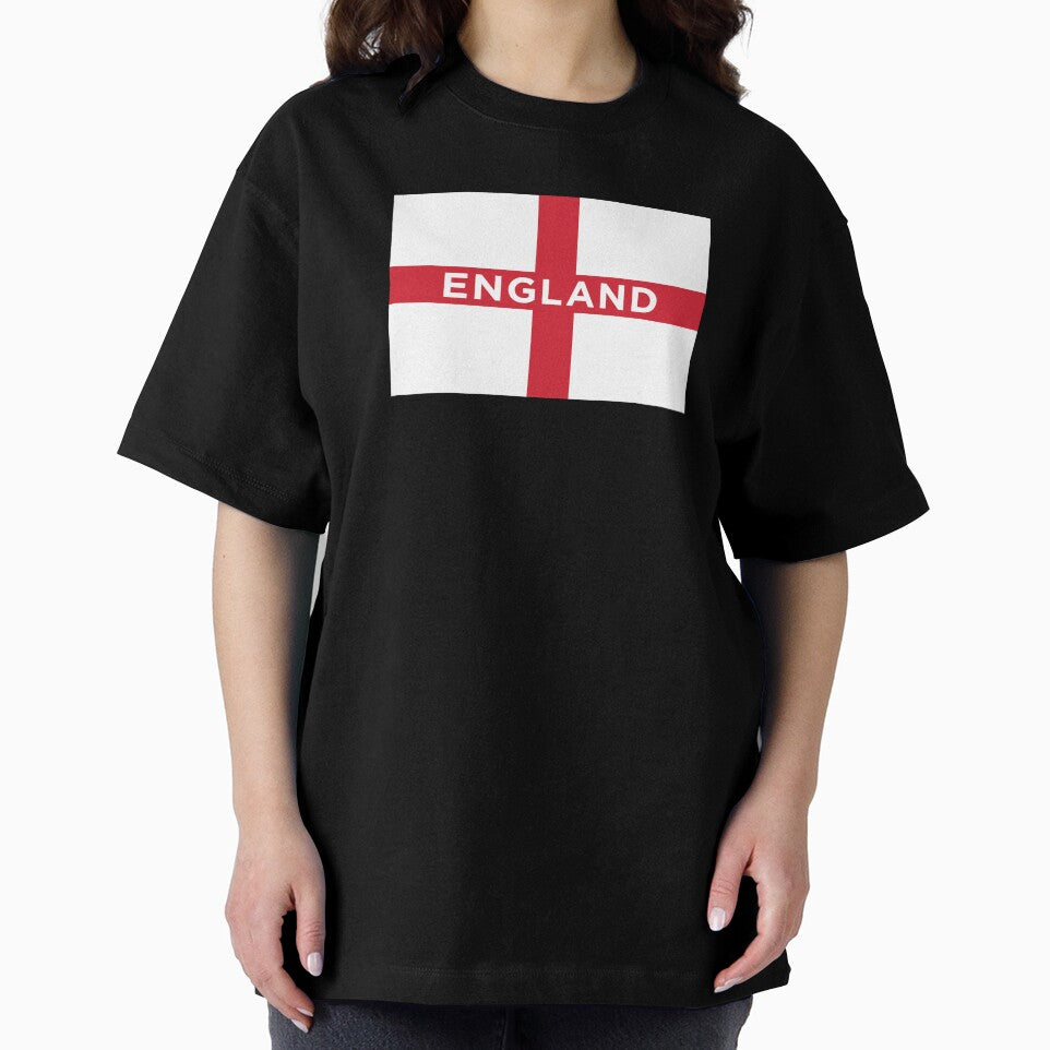 England Flag With Text (On Red) by STUDIO-72