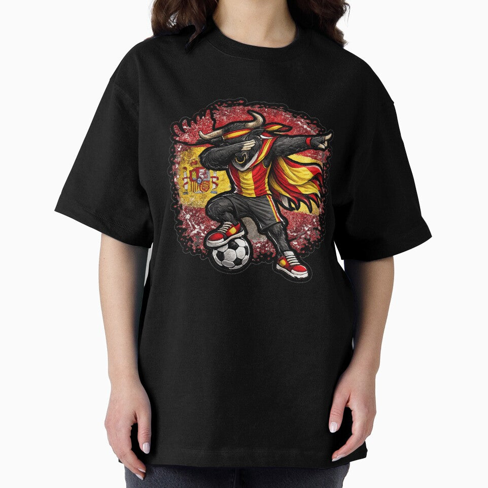 Dabbing Highland Cow Soccer Vintage Spain Flag by QuiteOrbit
