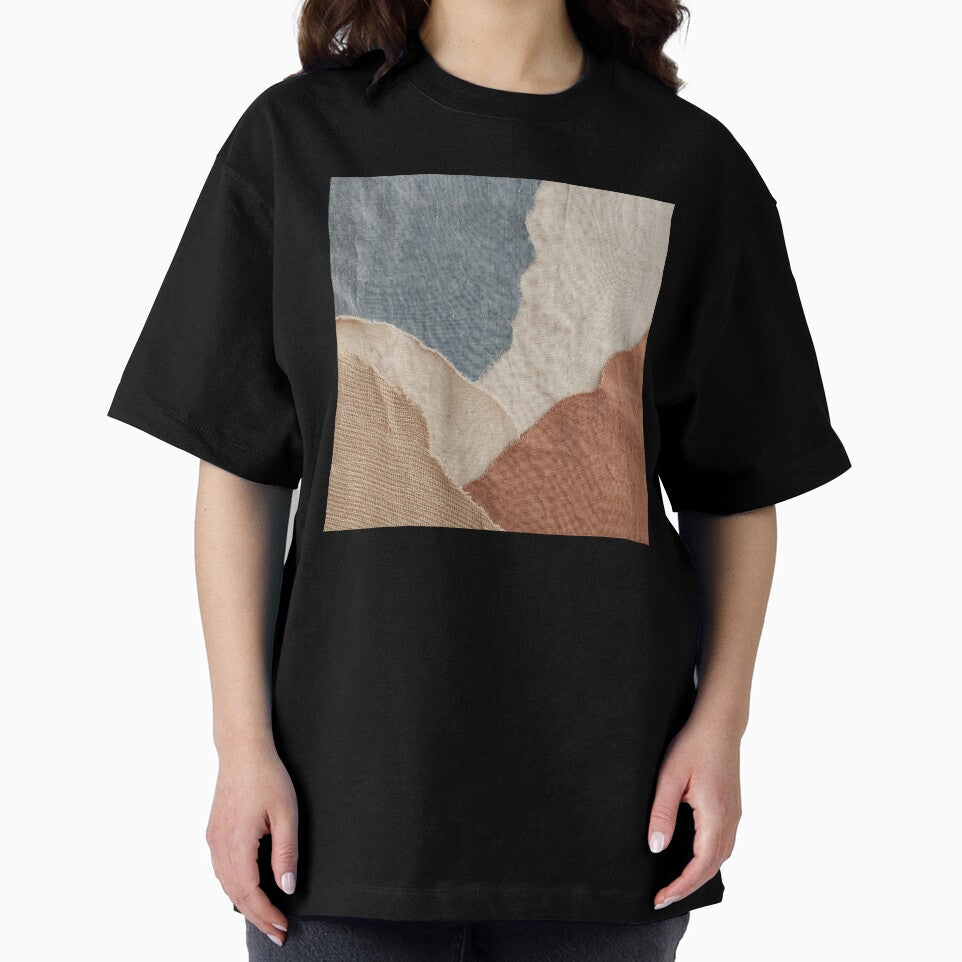 Layered Textile Collage Fabric Composition by frumixart
