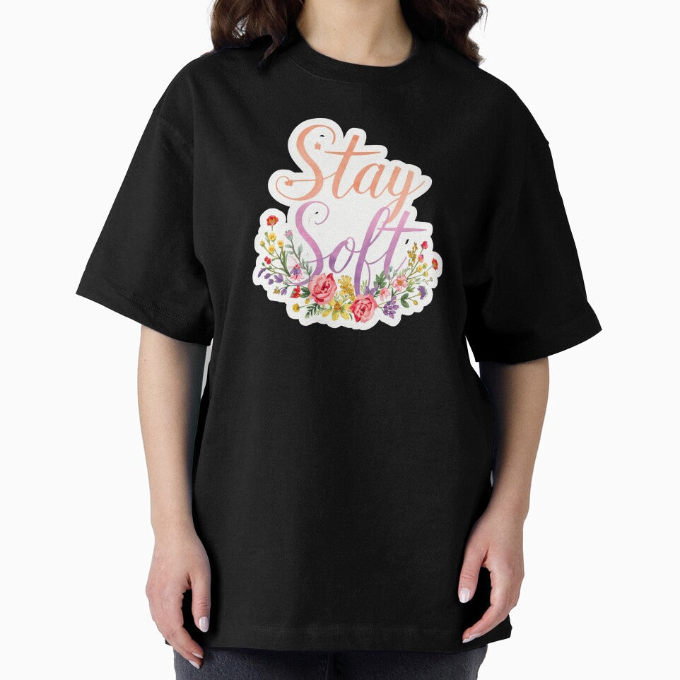 Stay Soft Floral Aesthetic Typography, Pastel Flower Sticker, Cute Self Love Quote by DreamelleStudio