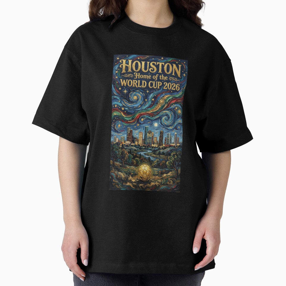 Houston Starry Night Skyline World Cup 2026 Soccer Poster — Van Gogh Fine Art Print by BrickByDream