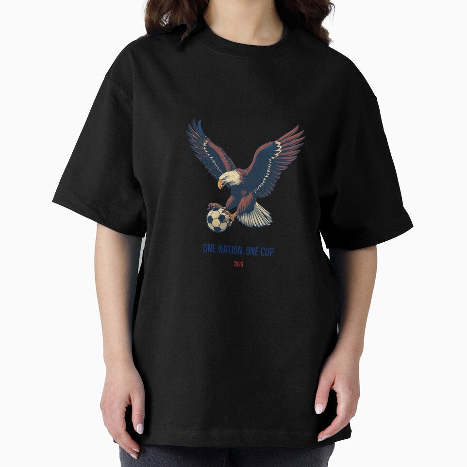 USA World Cup 2026 Bald Eagle Soccer T-Shirt One Nation One Cup by FanNationTees