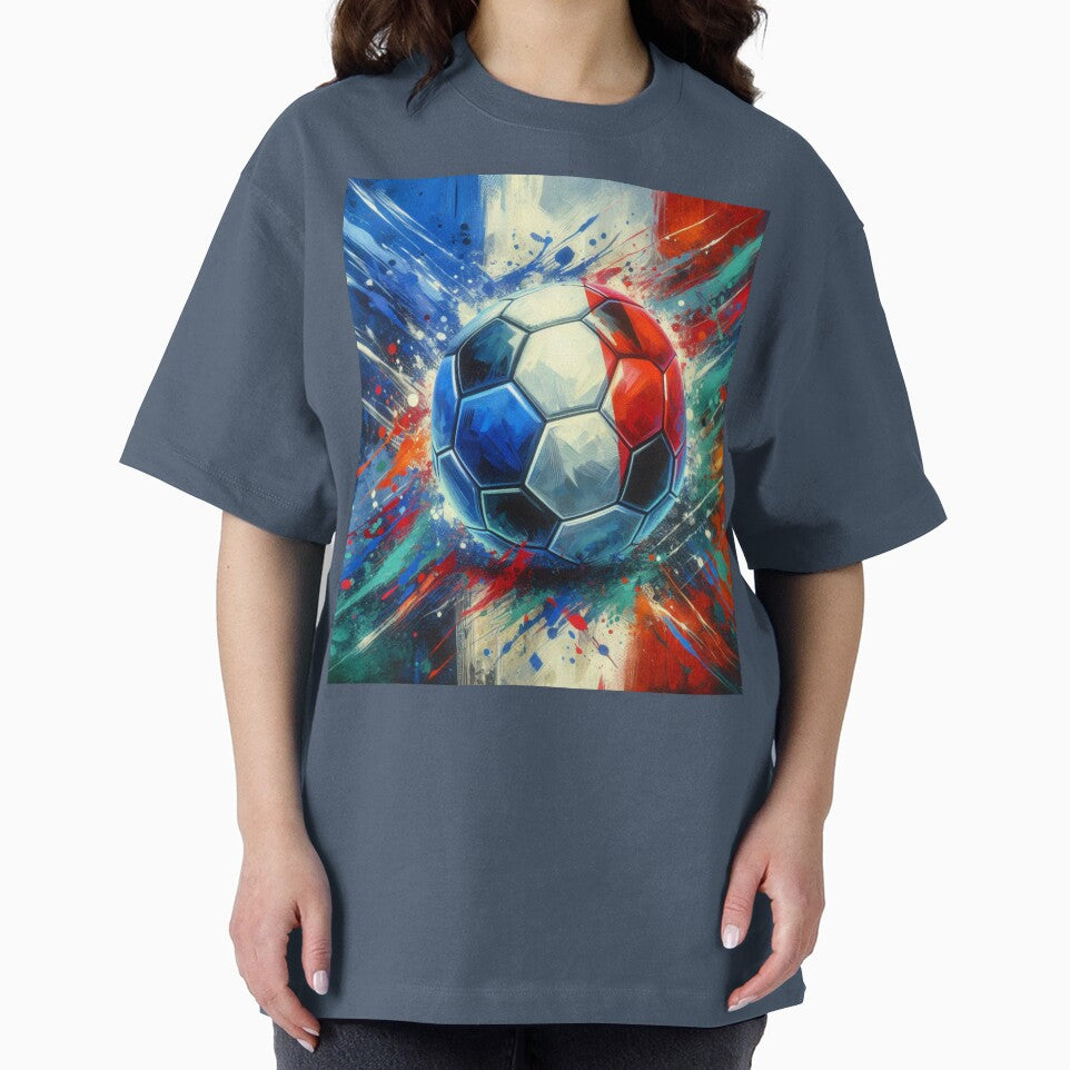 France Soccer Ball Art Dynamic Football Painting in French Flag Colors by ssmg80