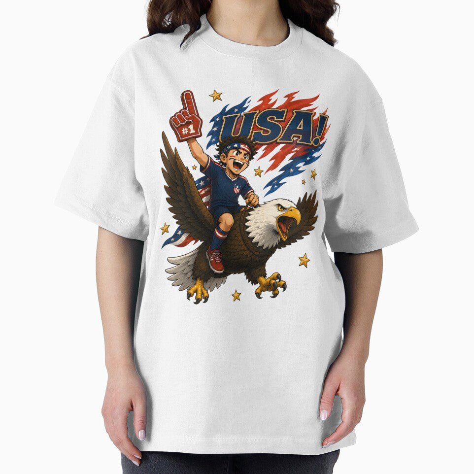 USA Bald Eagle Football Fan T-Shirt by Drofted