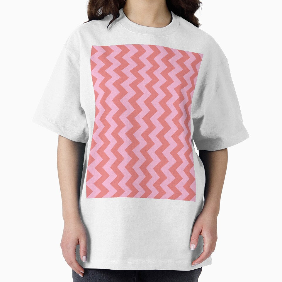 Cotton Candy Pink and Coral Pink Vertical Zigzags by ColorsPatterns