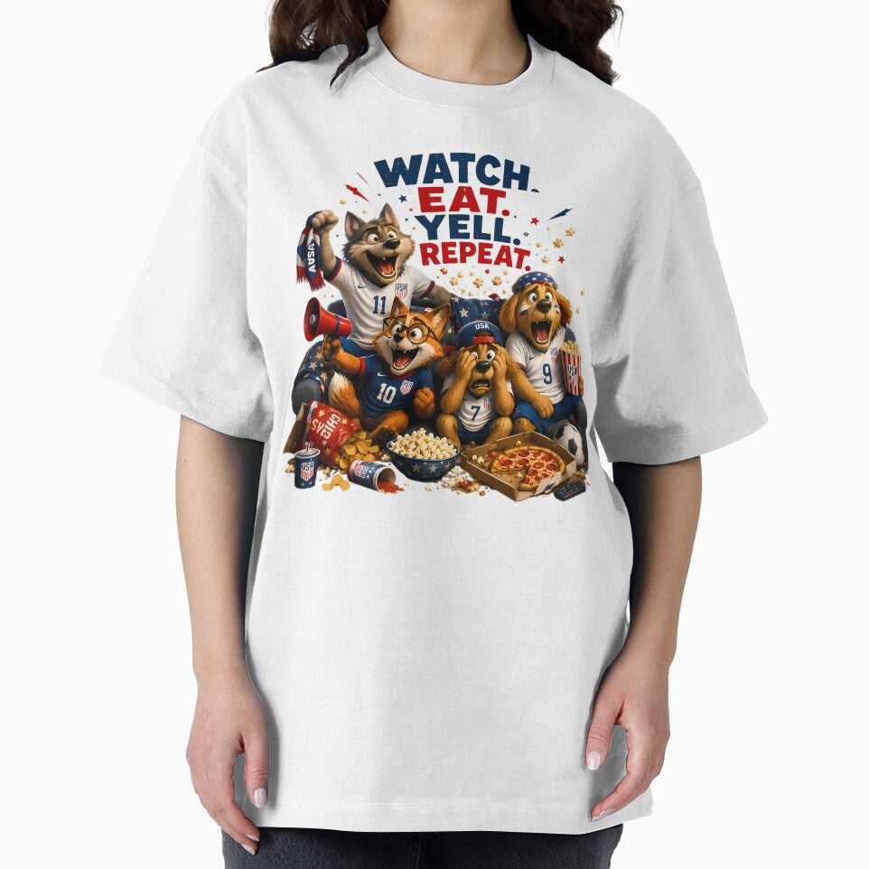 USA Soccer Watch Party Shirt | Watch Eat Yell Repeat Tee by WabiSabiSjak
