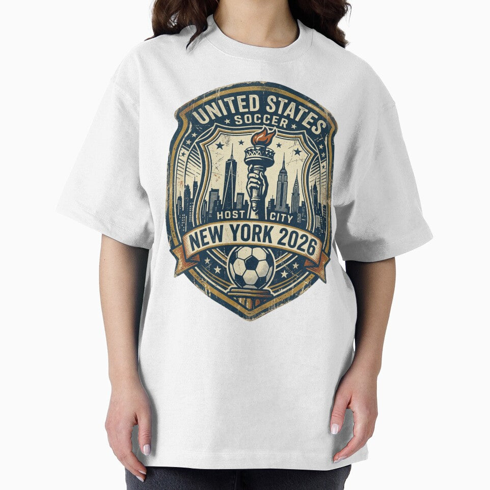 New York 2026 World Cup Host City Vintage Football Badge — Statue of Liberty Soccer Crest by BrickByDream