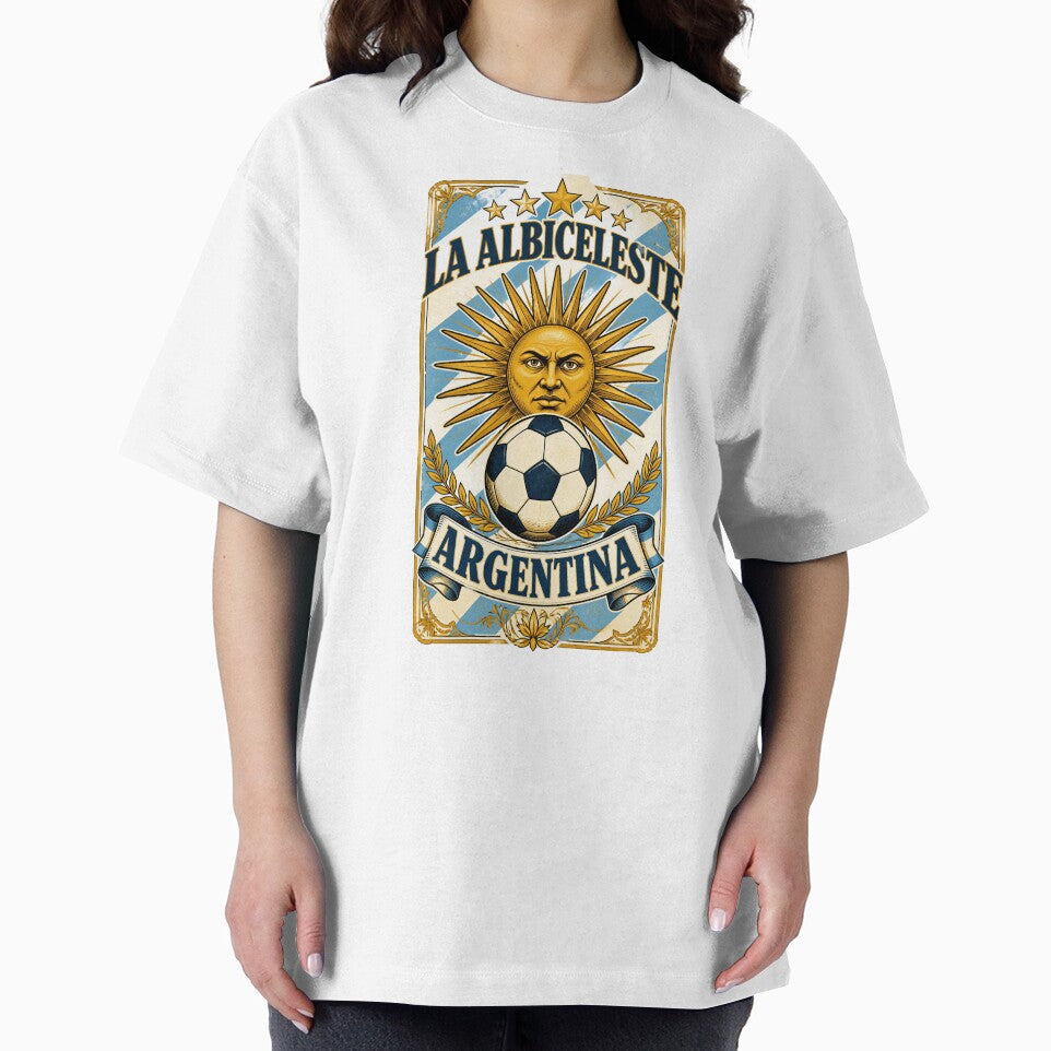 Argentina Soccer Sun - La Albiceleste Vintage  Champions Football Fan T-Shirt by 18-30