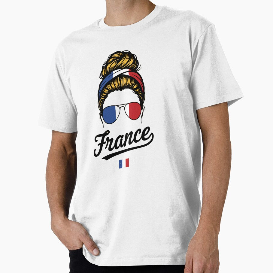 France Pop Art Woman – Vintage Woodcut French Flag Sunglasses Graphic for Proud France Supporters by paulo silveira