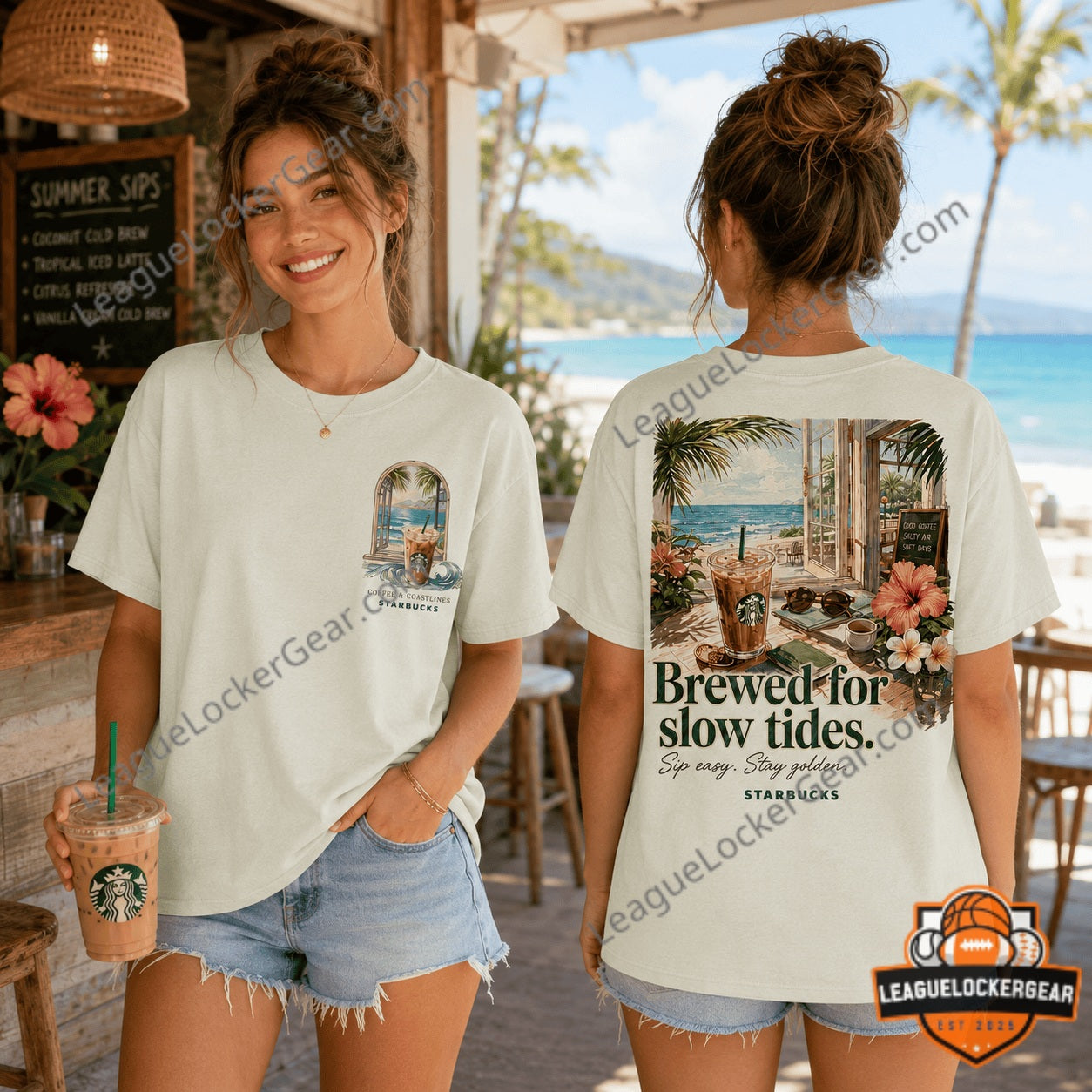 Starbucks Coffee Coastlines Brewed for Slow Tides T-Shirt