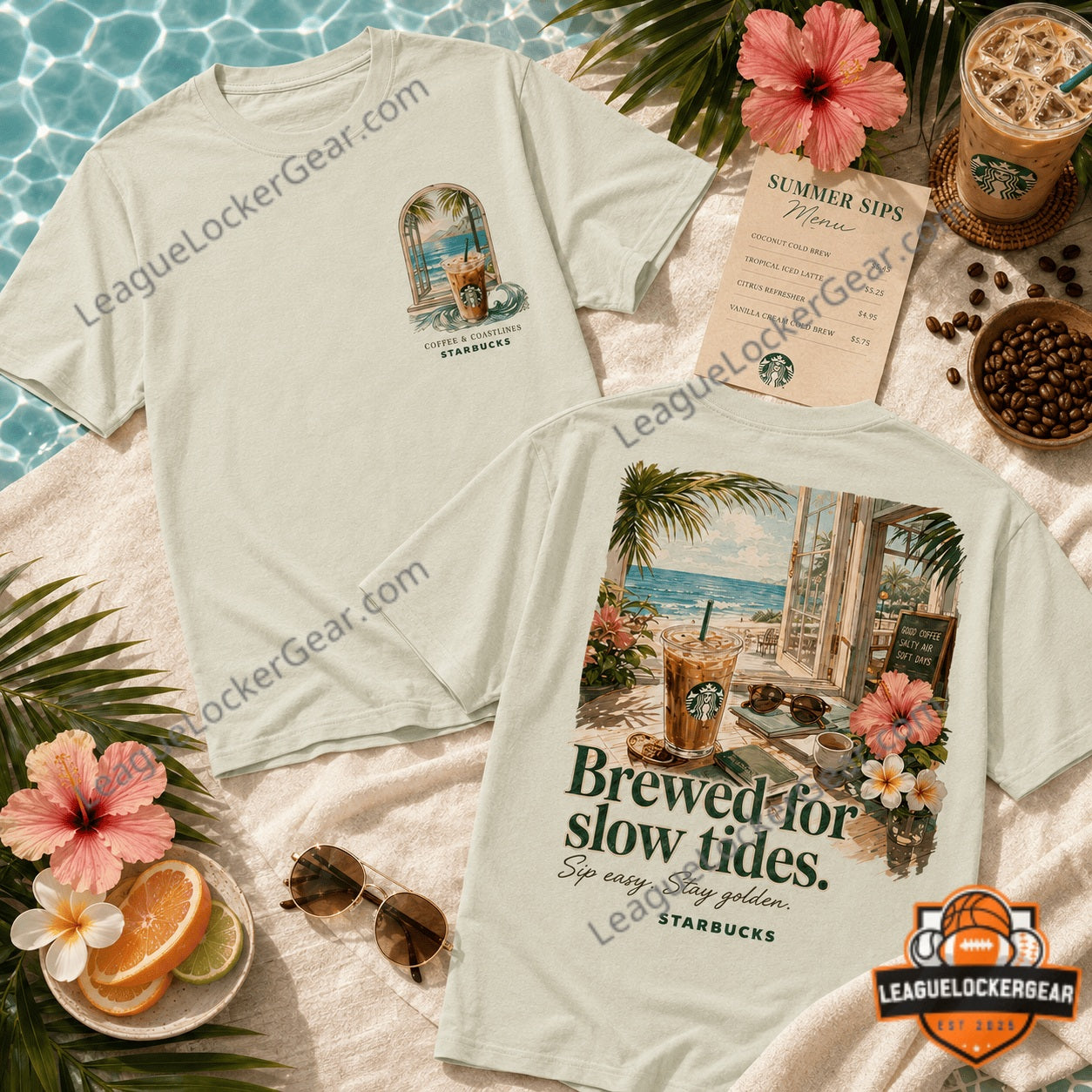 Starbucks Coffee Coastlines Brewed for Slow Tides T-Shirt