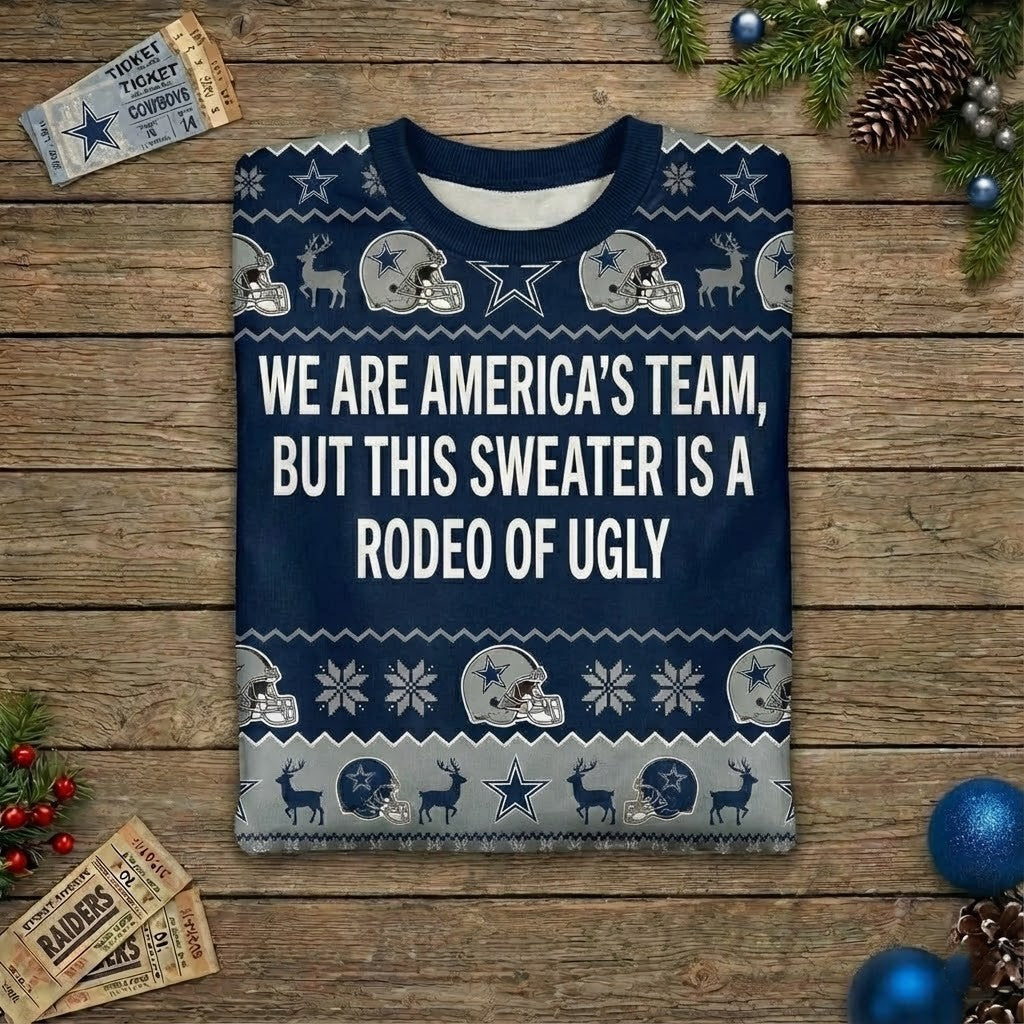 Personalized Dallas Cowboys Ugly Christmas Sweater – Custom Text America’s Team Dem Boyz Gift