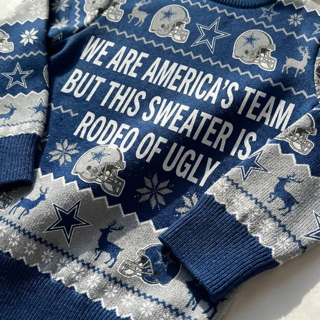 Personalized Dallas Cowboys Ugly Christmas Sweater – Custom Text America’s Team Dem Boyz Gift