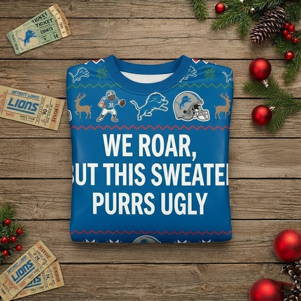 Personalized Detroit Lions Ugly Christmas Sweater – Funny Custom Quote One Pride Holiday Crewneck