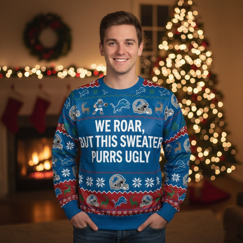 Personalized Detroit Lions Ugly Christmas Sweater – Funny Custom Quote One Pride Holiday Crewneck