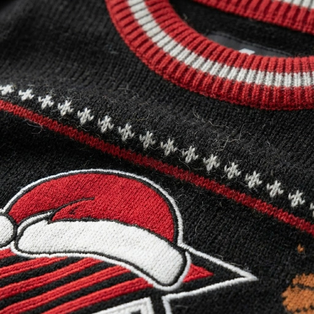 Portland Trail Blazers Ugly Christmas Sweater – Rip City Holiday Knit Red & Black Logo Christmas Apparel NBA