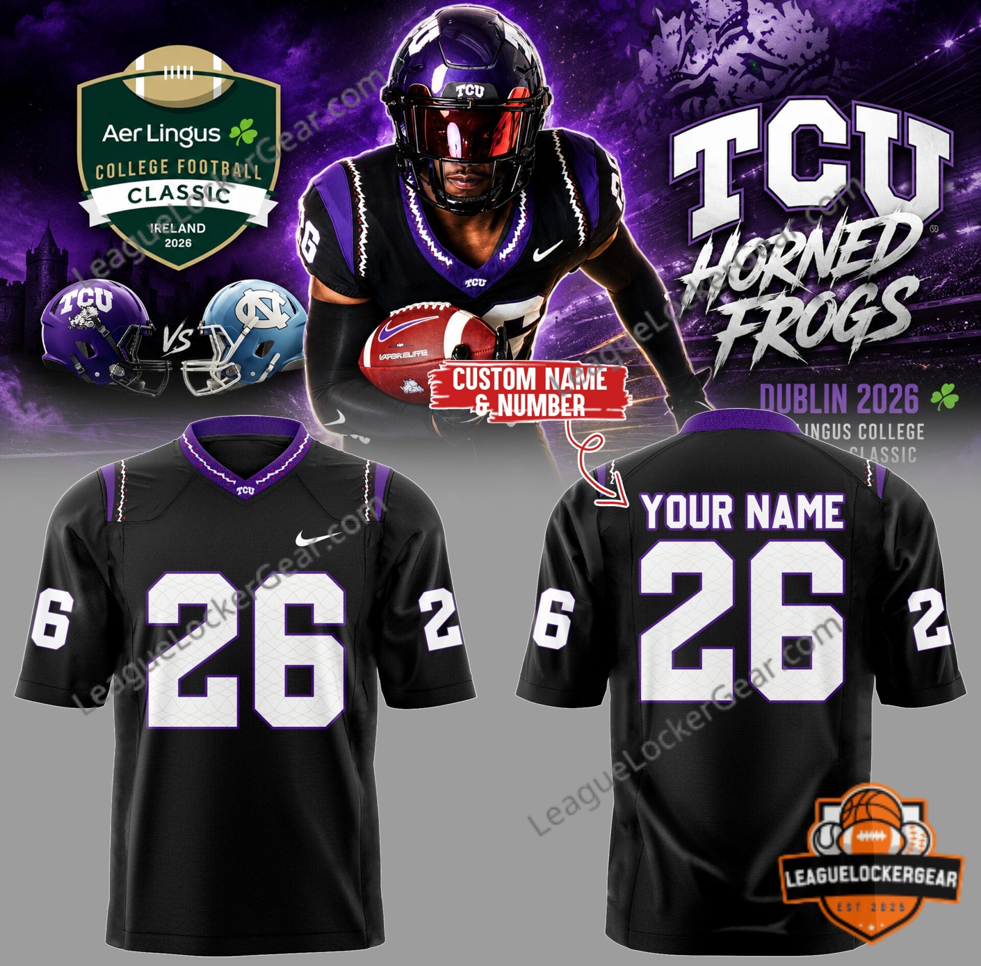 TCU x Aer Lingus College Football Classic Football Jersey