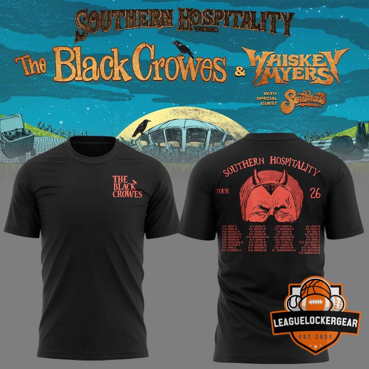 The Black Crowes Whiskey Myers Southern Hospitality Tour 2026 T-Shirt