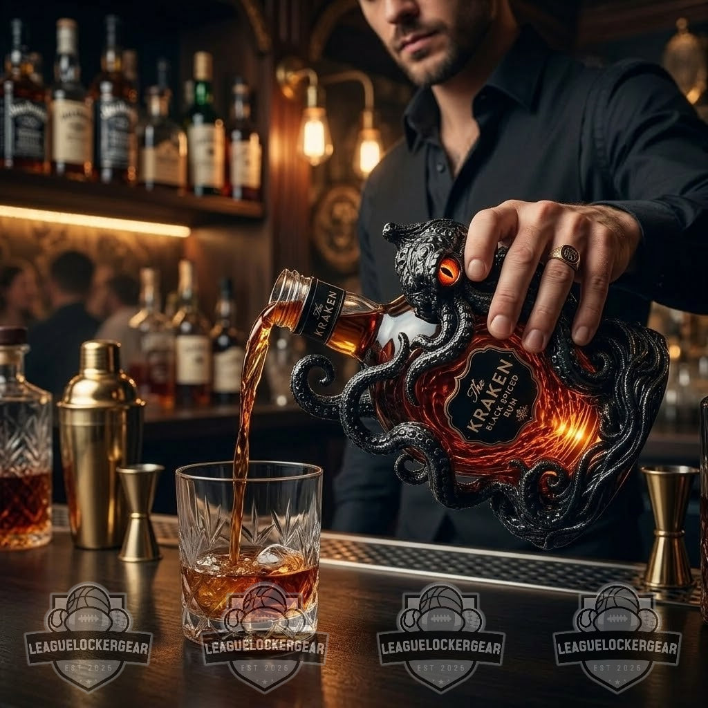 The Kraken Black Spiced Rum Octopus Crown Rum Bottle